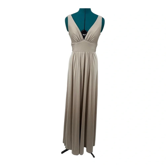 La Femme Nude Plunge Neck A-Line Gown NWOT - Picture 4 of 6